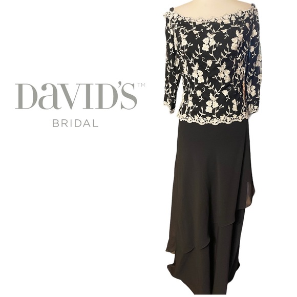 David's Bridal Dresses Davids Bridal Black White Floral Embroidered